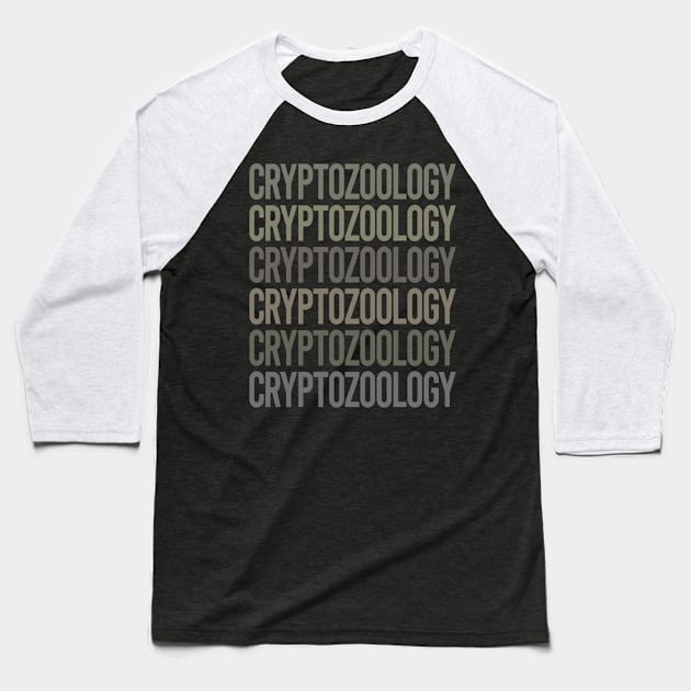 Gray Text Art Cryptozoology Cryptid Cryptids Baseball T-Shirt by relativeshrimp